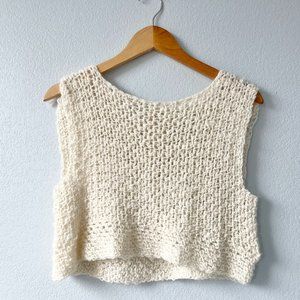 UR GF White Crochet Tank